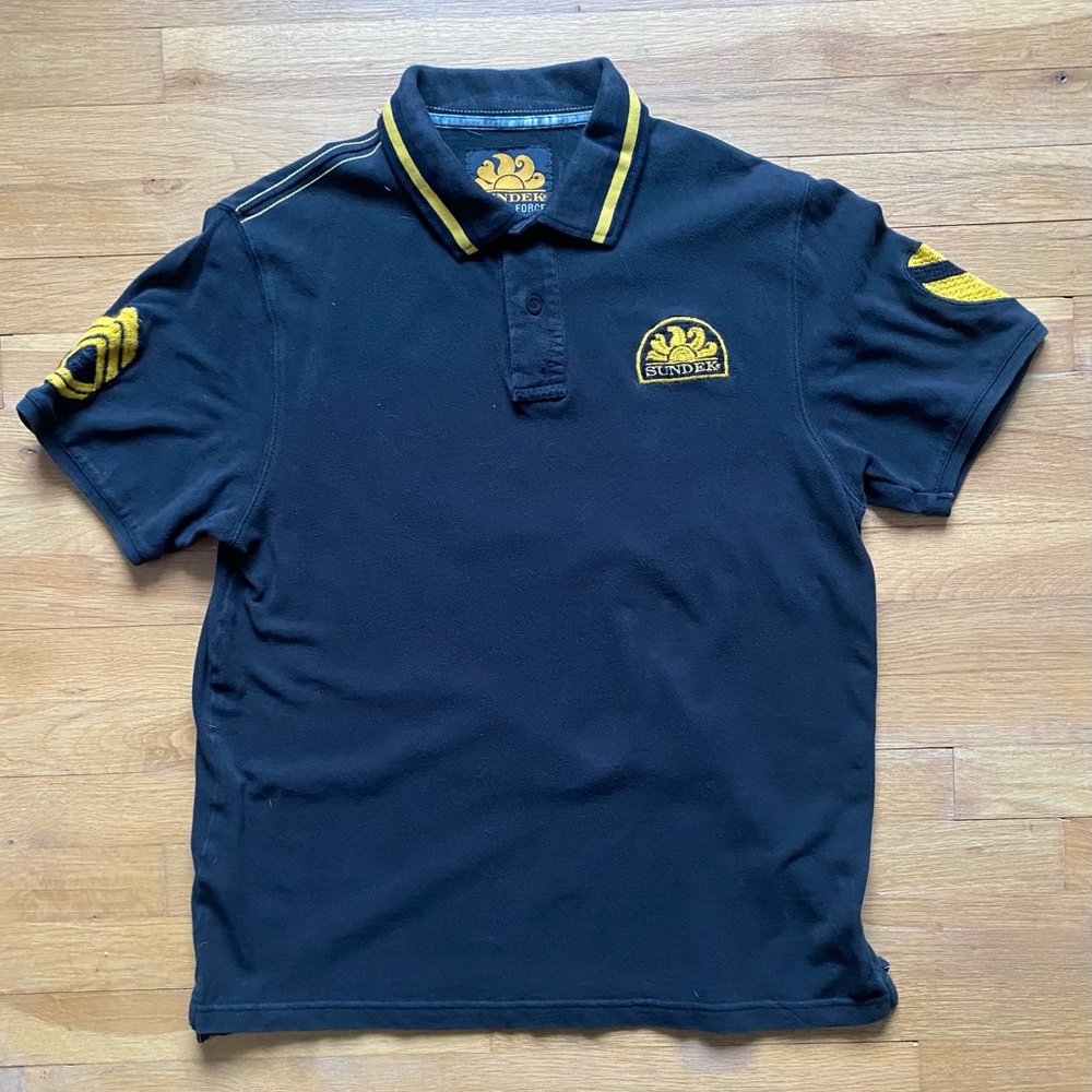 Sundek Black Polo Shirt with Yellow Accents